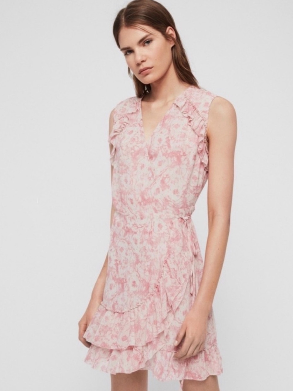 Floral Pink Ruffle Dress